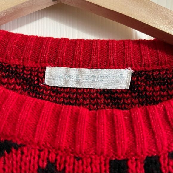 Jamie Scott Red Crewneck Sweater with a Black Paisley All Over Print Vintage - Picture 3 of 3